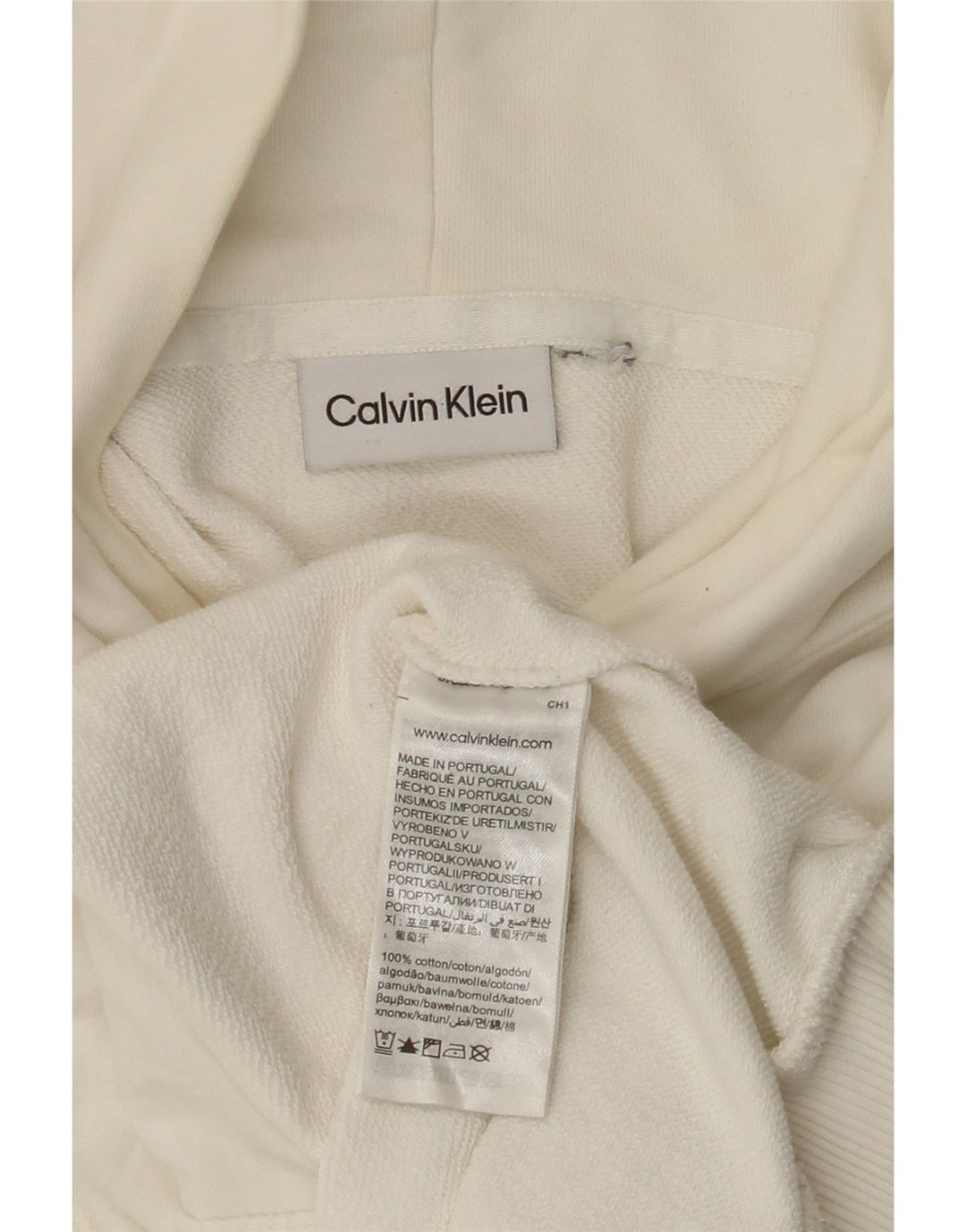 Мужской джемпер с капюшоном Calvin Klein 3XL, хлопок белого цвета