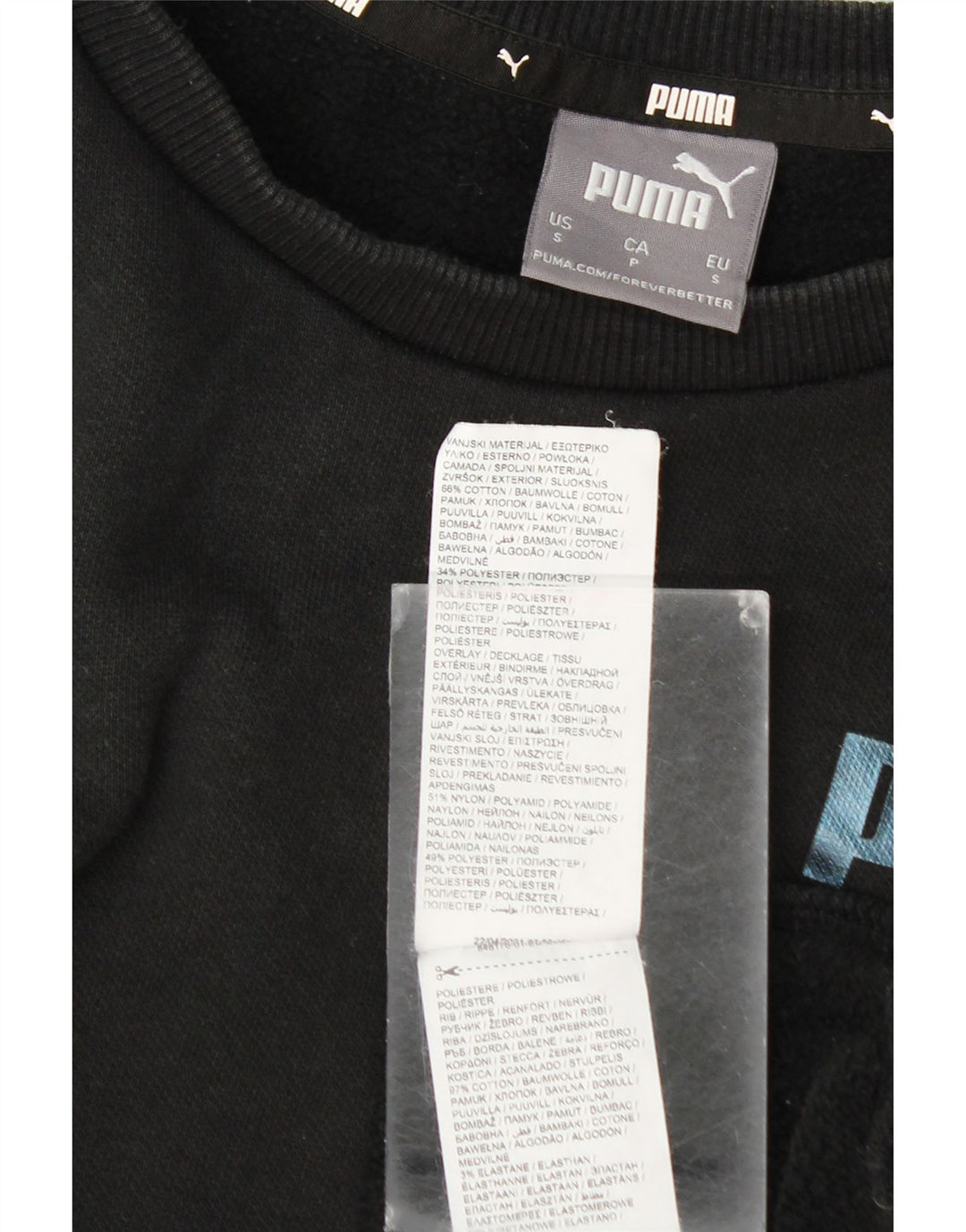 Мужской свитшот с рисунком Puma, маленький черный хлопковый джемпер с цветными блоками