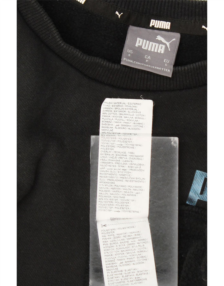 Мужской свитшот с рисунком Puma, маленький черный хлопковый джемпер с цветными блоками