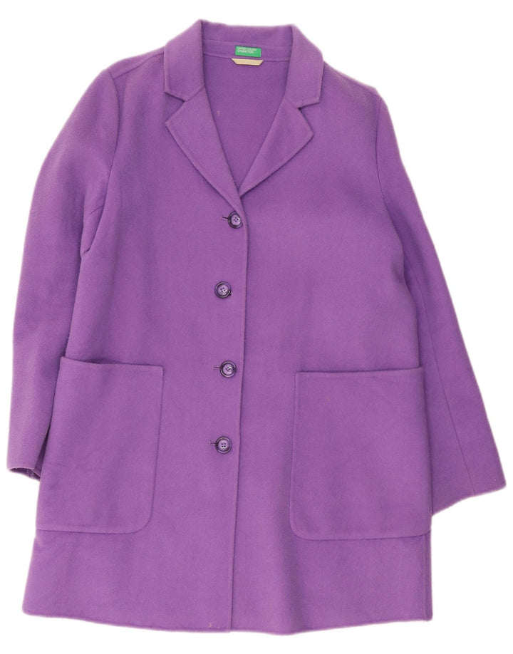 Женское пальто Benetton UK 14, большое фиолетовое, шерсть