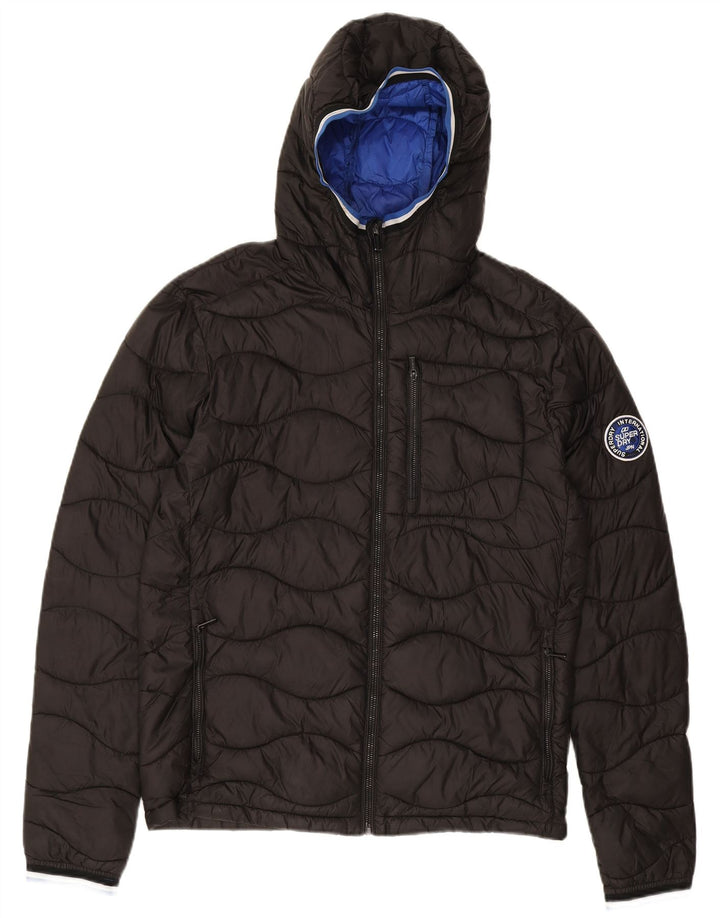 SUPERDRY Мужская утепленная куртка с капюшоном UK 36, маленькая, черный нейлон