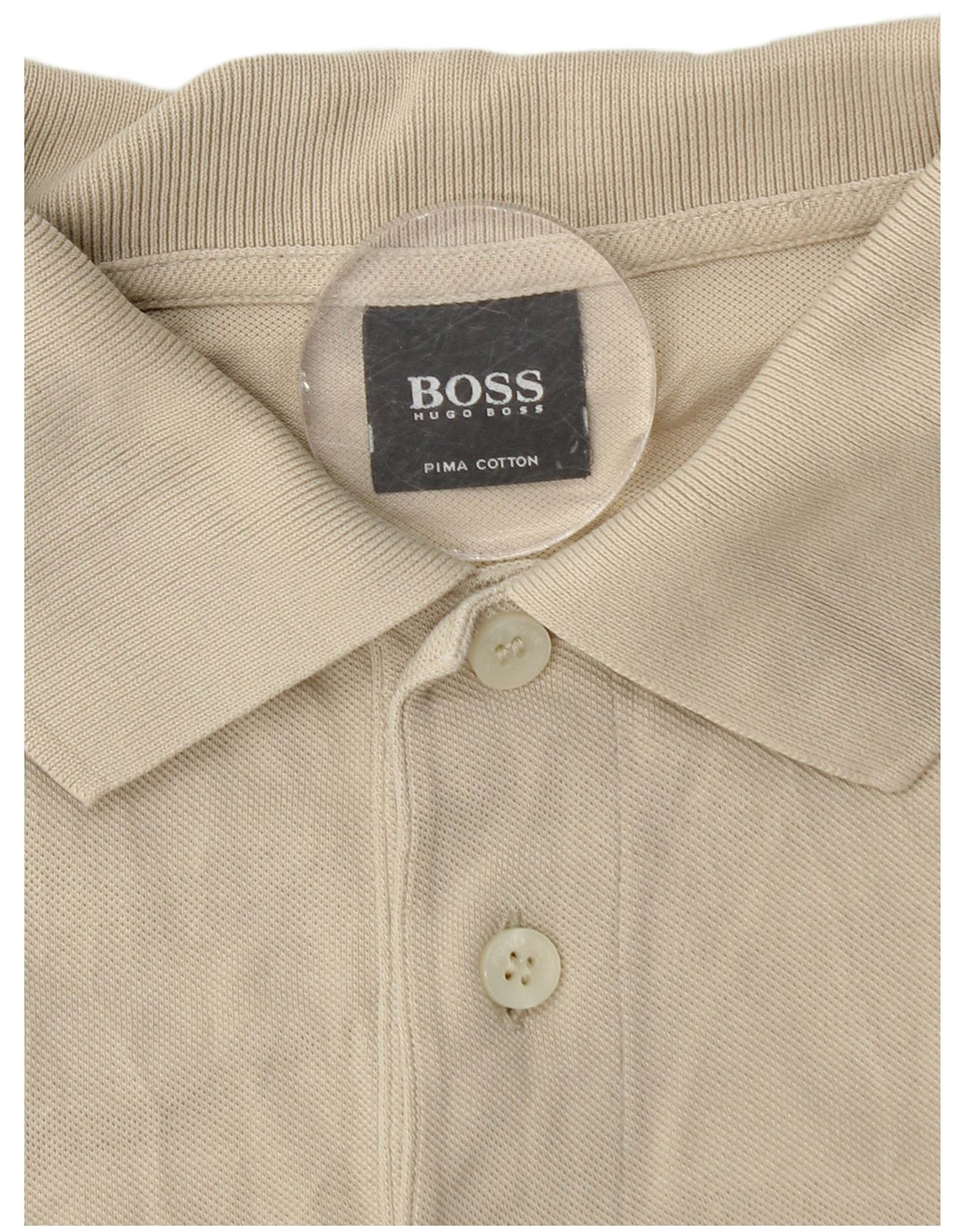Мужская рубашка поло Hugo Boss, хлопковая классика среднего бежевого цвета