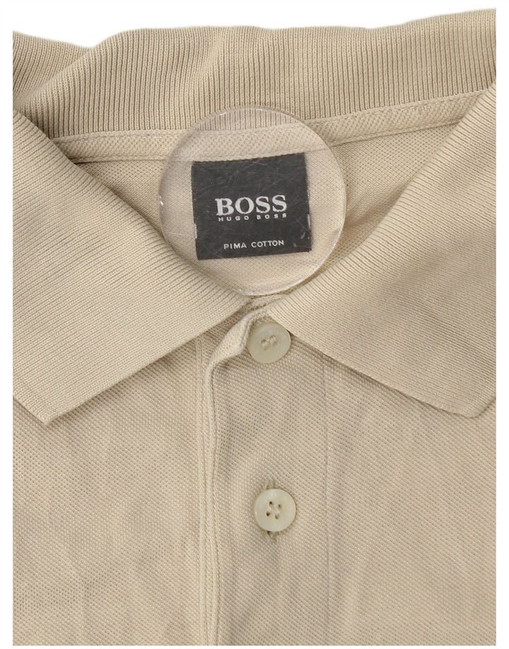 Мужская рубашка поло Hugo Boss, хлопковая классика среднего бежевого цвета