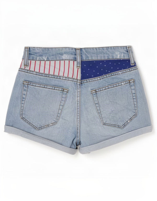 Topshop Женские джинсовые шорты с рисунком XS W25 Синие цветные блоки