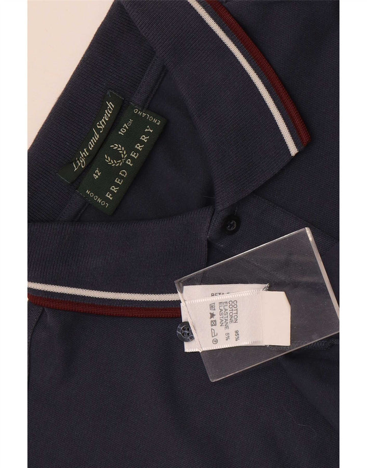 Мужская легкая и эластичная рубашка-поло Fred Perry среднего размера, темно-синяя, хлопок
