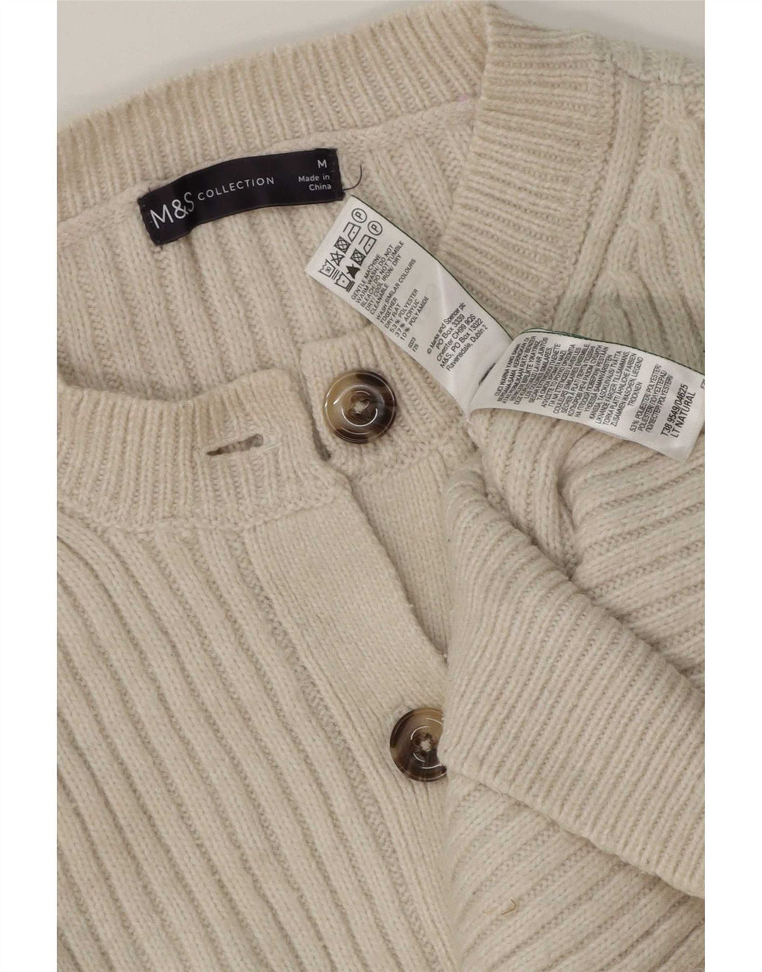 Женский кардиган Marks & Spencer UK 12, средний кремовый полиэстер