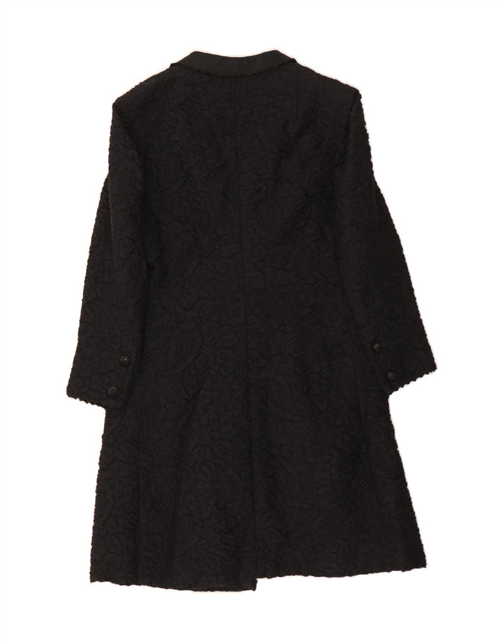 VINTAGE Womens Overcoat UK 14 Medium Black Floral Vintage Vintage and Second-Hand Vintage from Messina Hembry 