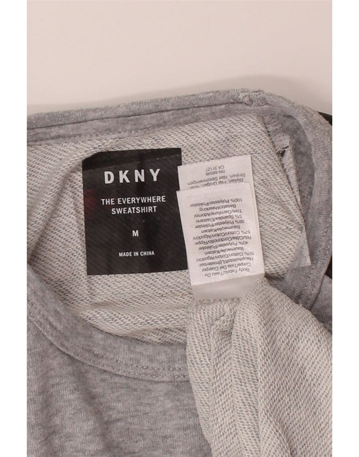 DKNY Womens Graphic Sweatshirt Jumper UK 12 Medium Grey Colourblock Cotton Vintage Dkny and Second-Hand Dkny from Messina Hembry 