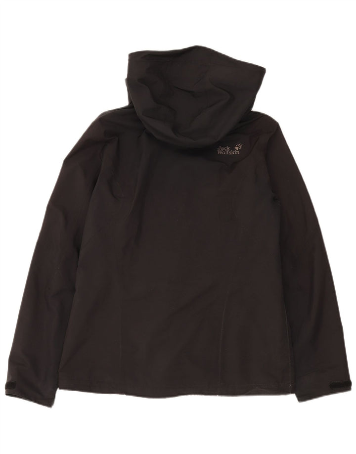 Женская куртка-дождевик оверсайз с капюшоном Jack Wolfskin UK 10, маленькая, черная