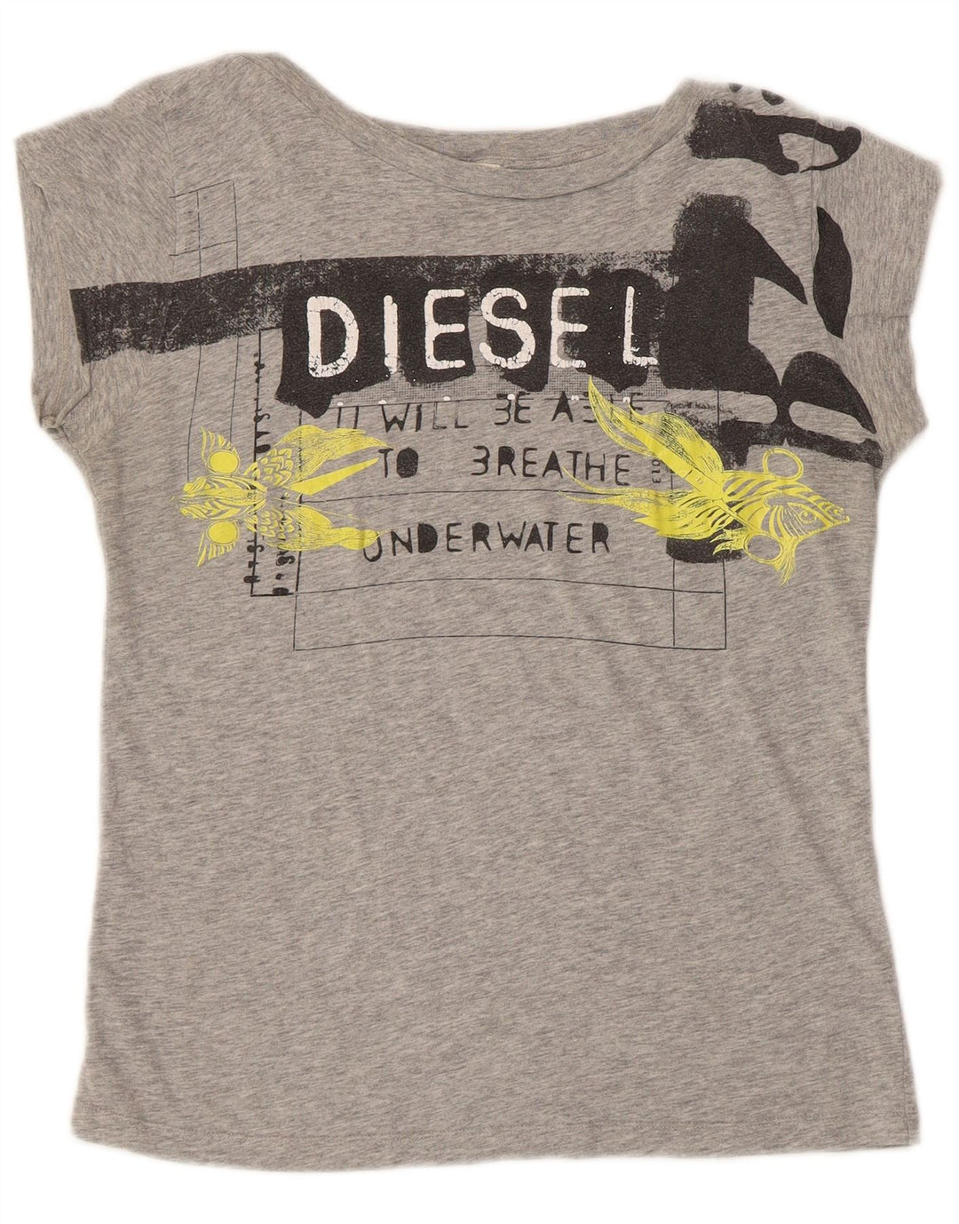 Женская футболка с рисунком Diesel Top UK 12 Medium Grey Flecked