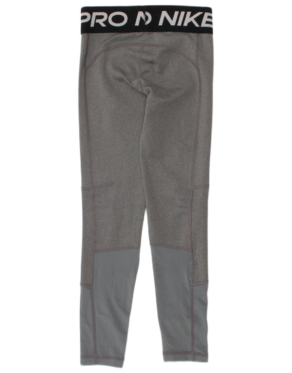 Леггинсы с рисунком Nike Dri Fit для девочек 6–7 лет XS, серый полиэстер с цветными блоками