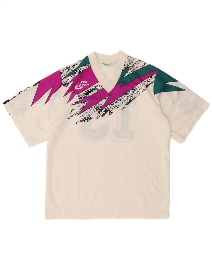 Мужская футболка с рисунком Pro Touch, большая белая спортивная футболка с геометрическим рисунком