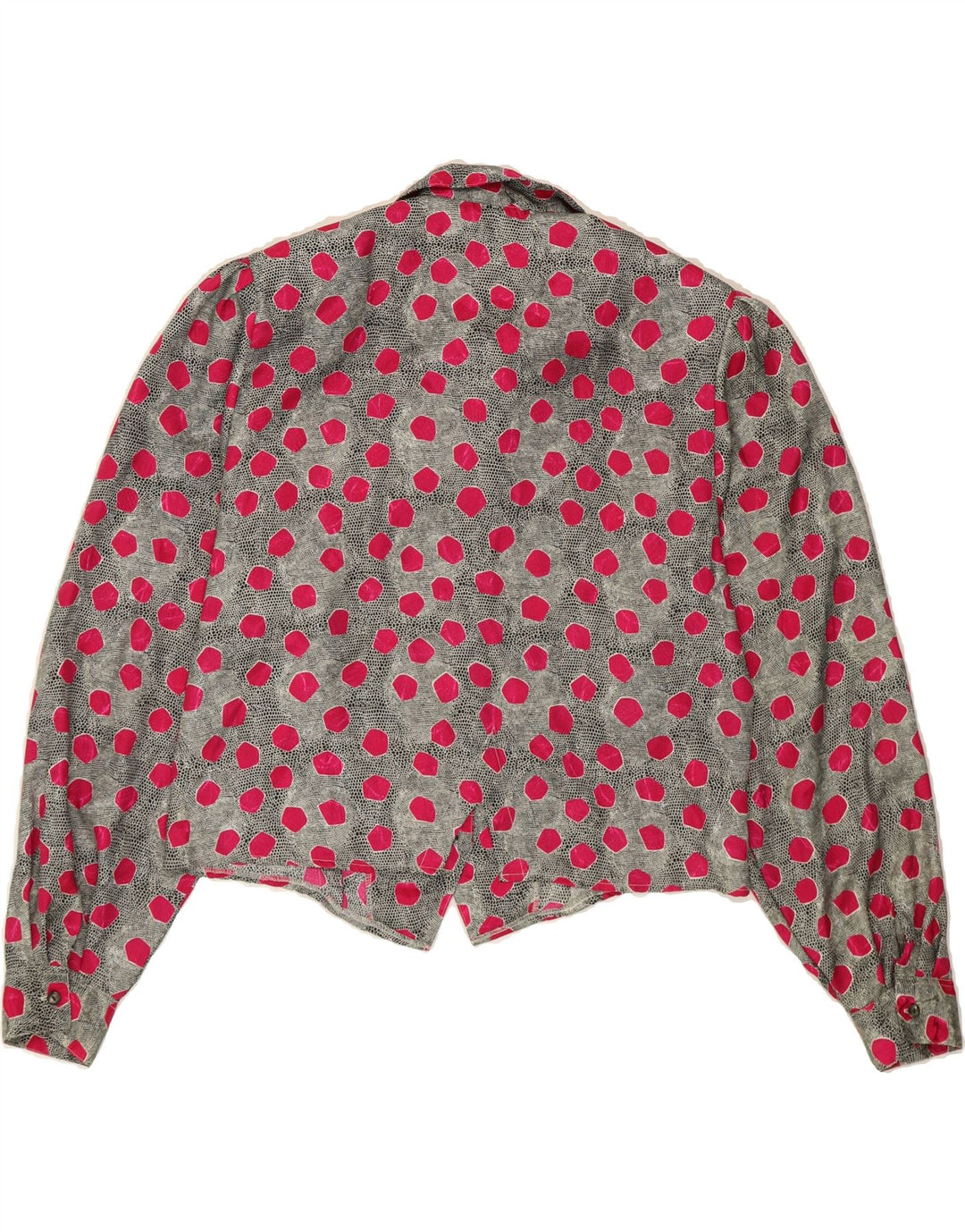 YESSICA Womens Abstract Pattern Crop Shirt Blouse EU 44 XL Grey Polyester Vintage Yessica and Second-Hand Yessica from Messina Hembry 