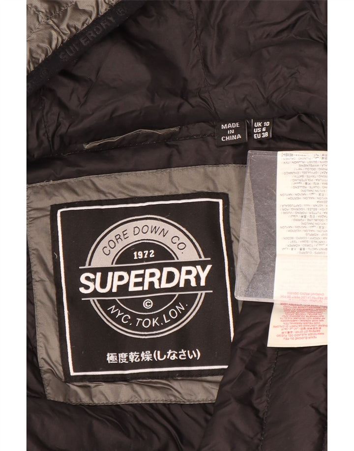SUPERDRY Женская утепленная куртка с капюшоном UK 10, маленький серый нейлон