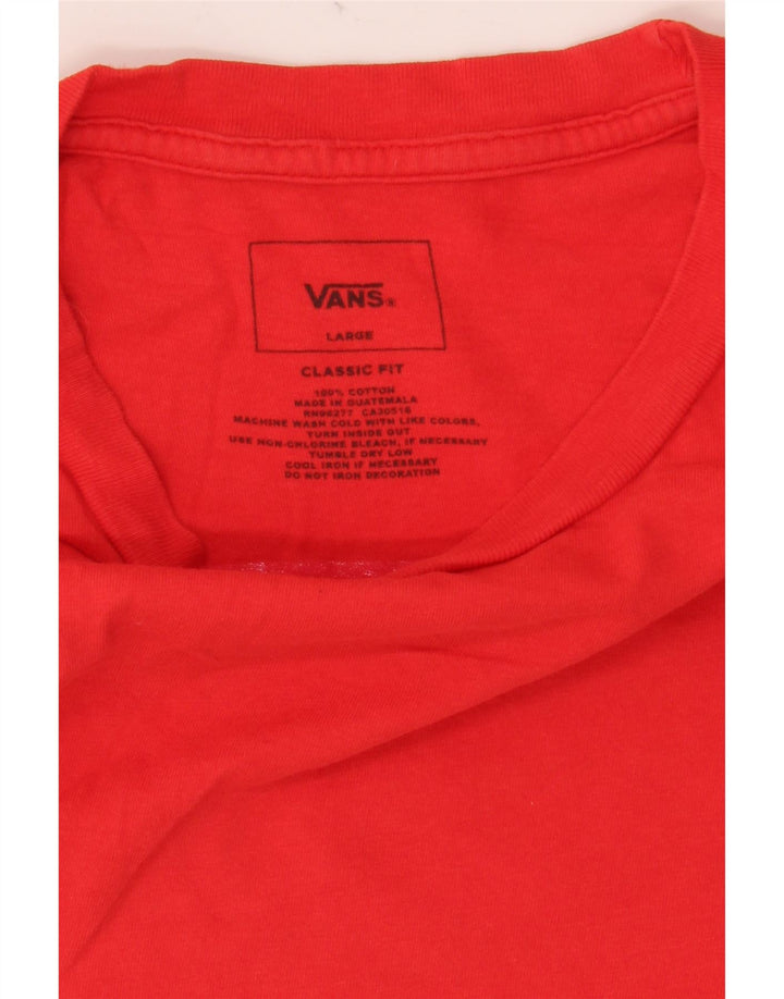 Мужская футболка классического кроя с рисунком Vans, большой красный хлопковый топ