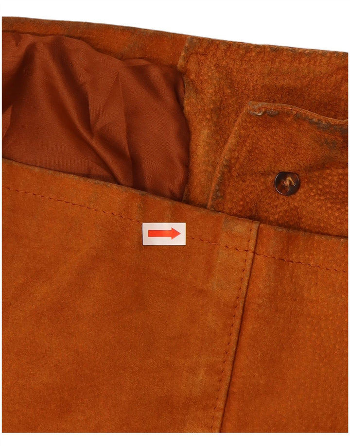 ВИНТАЖНАЯ Женская Замшевая Куртка UK 14 Средне-Коричневая Кожаная