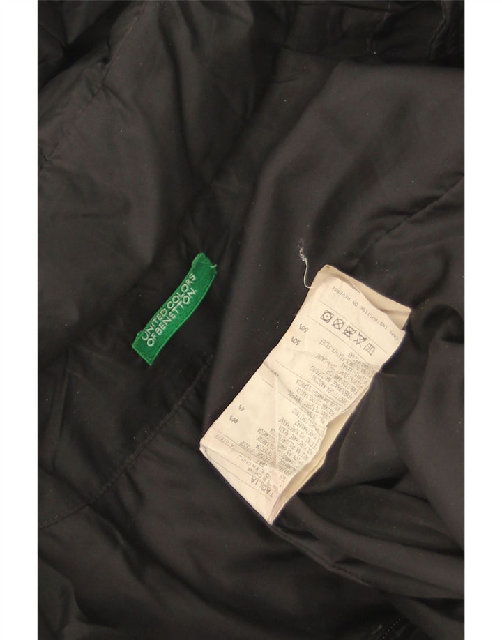Женское стеганое пальто с капюшоном Benetton UK 16, большой черный полиамид