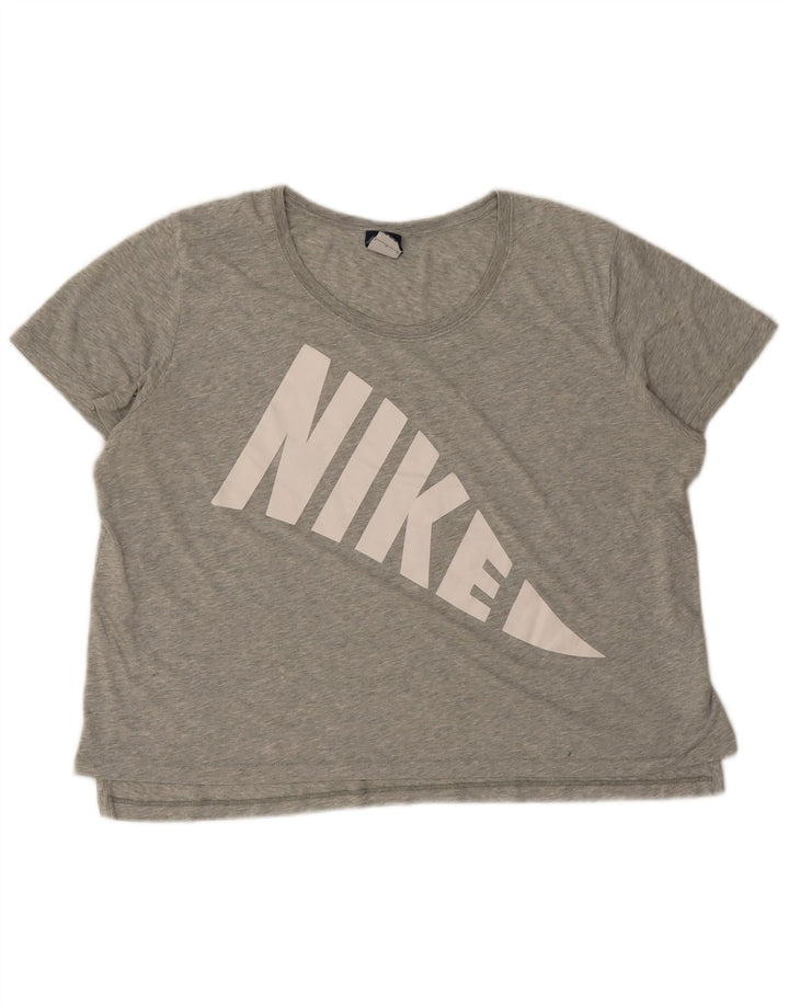 Женская футболка Oversized с графическим принтом Nike Top UK 16, большая серая в крапинку