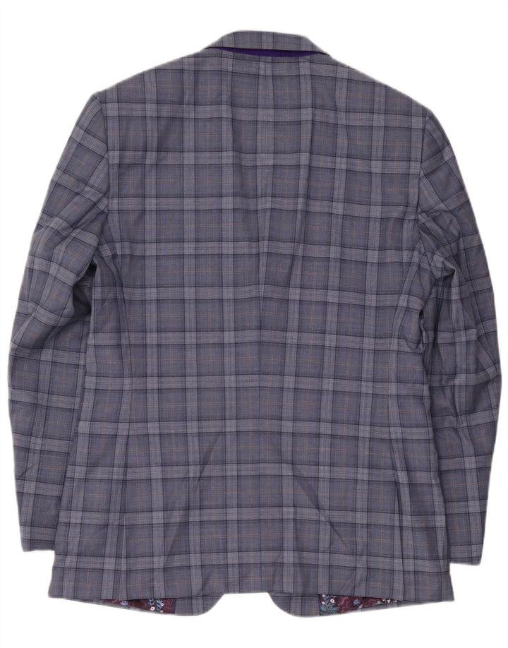 Мужской пиджак на 2 пуговицах Ted Baker UK 42 XL, синяя шерстяная клетка