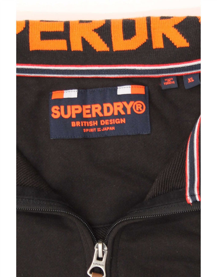 Мужской джемпер с воротником на молнии Superdry XL, черный хлопок