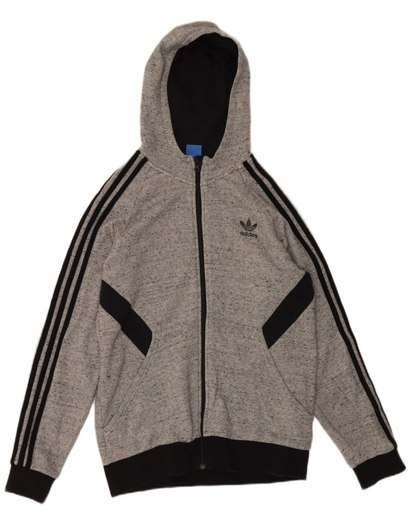 Свитер с капюшоном на молнии для мальчиков Adidas 15–16 лет, серый хлопок с крапинками