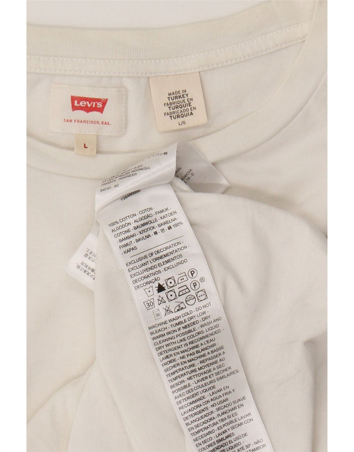 LEVI'S Mens Top Long Sleeve Large White Cotton Vintage Levi's and Second-Hand Levi's from Messina Hembry 