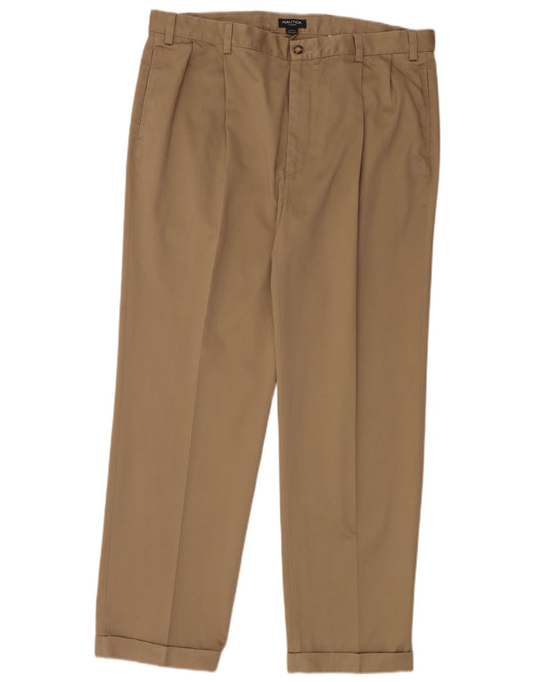 NAUTICA Мужские брюки-чиносы Rigger классического кроя с ремешками W40 L32 Коричневые хлопковые брюки