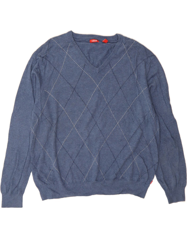 IZOD Мужской джемпер с v-образным вырезом 2XL, синий аргайл/ромб, хлопок