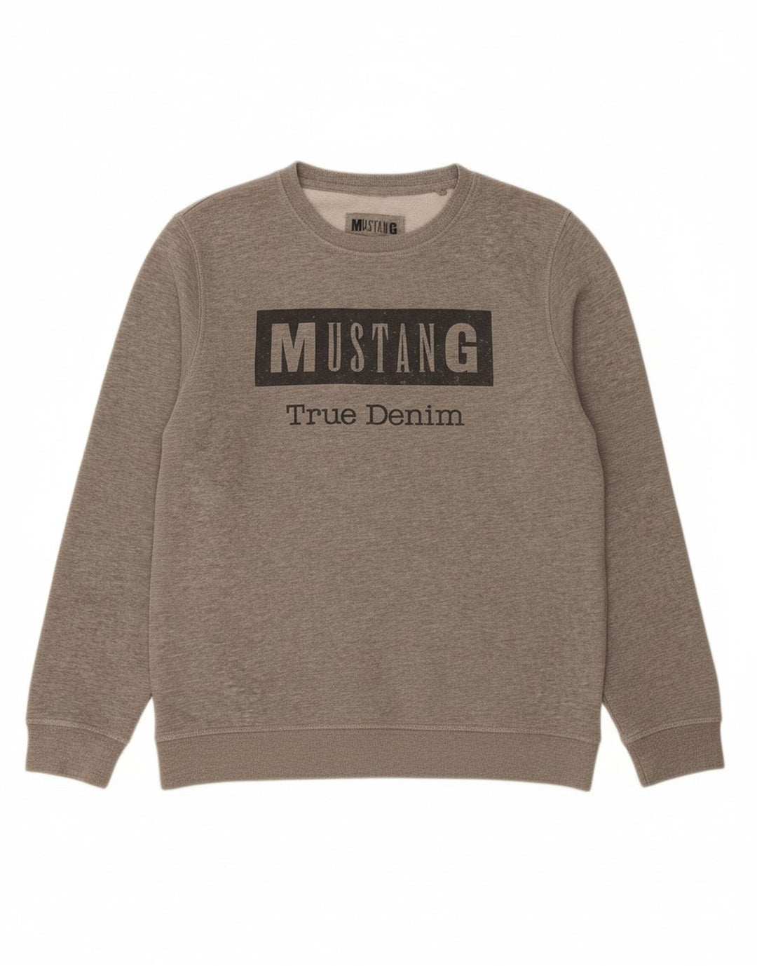 MUSTANG Mens Graphic Sweatshirt Jumper Medium Grey Cotton