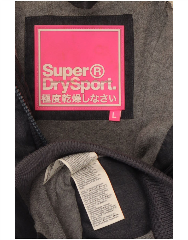 SUPERDRY Женская стеганая куртка с капюшоном UK 14, большой темно-синий полиэстер