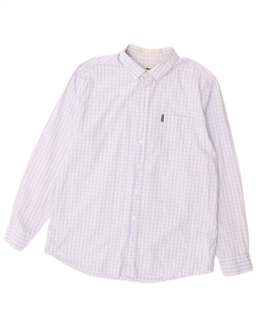 Мужская рубашка индивидуального кроя BARBOUR XL, синяя, хлопок в мелкую клетку