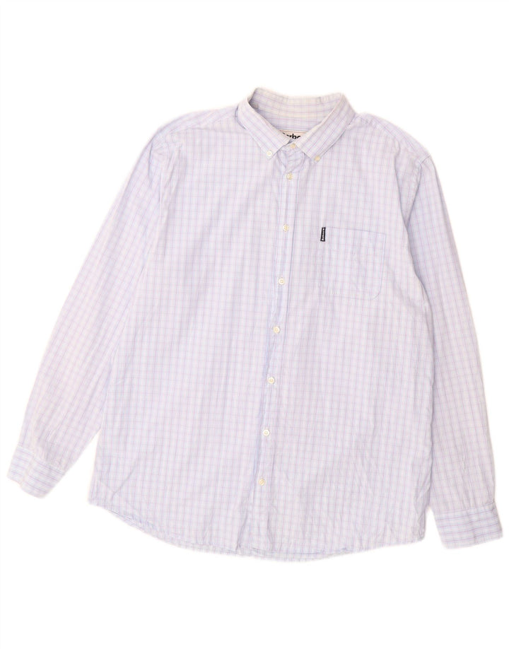 Мужская рубашка индивидуального кроя BARBOUR XL, синяя, хлопок в мелкую клетку