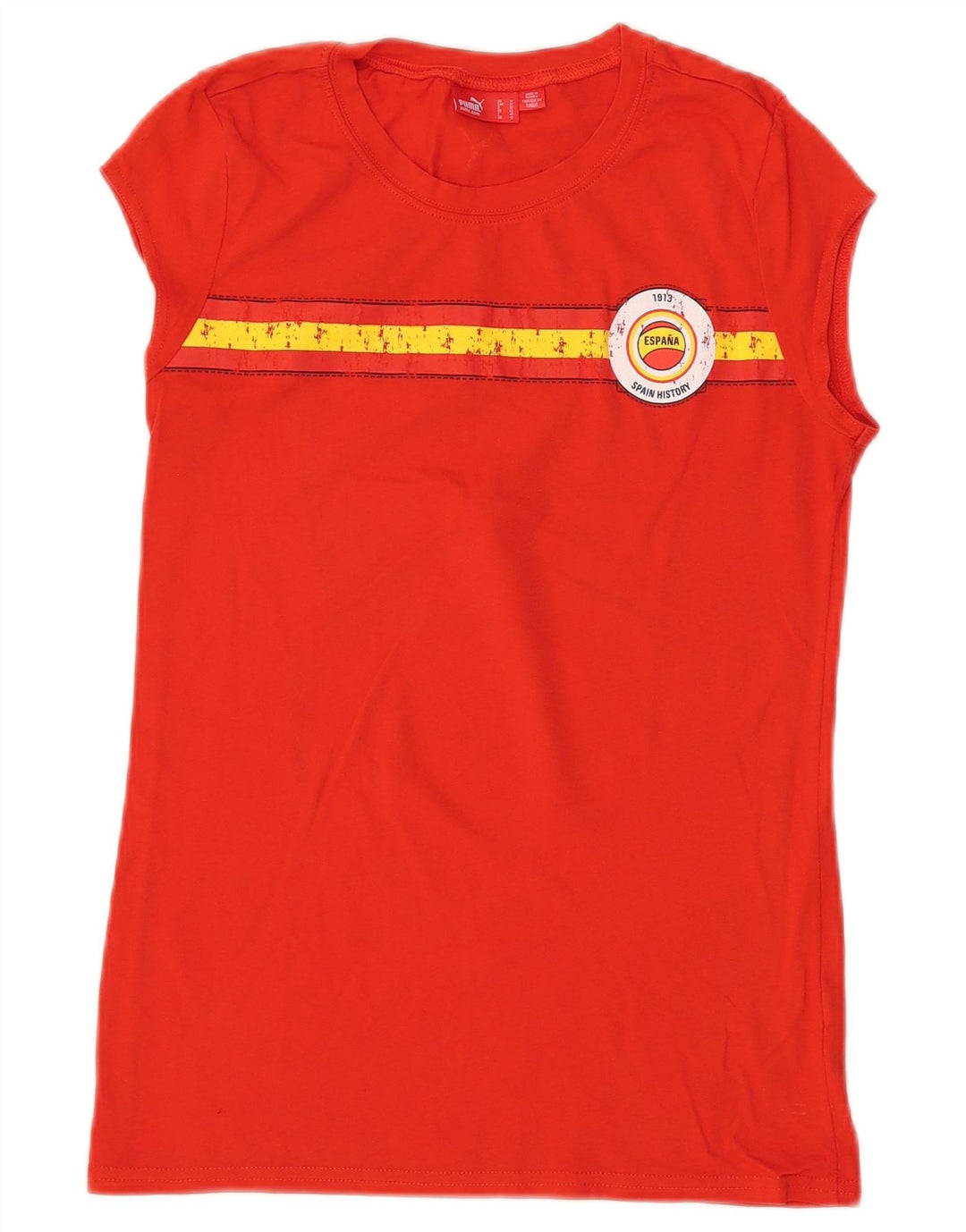 Женская футболка PUMA Espana с рисунком Top UK 12, средний красный хлопок
