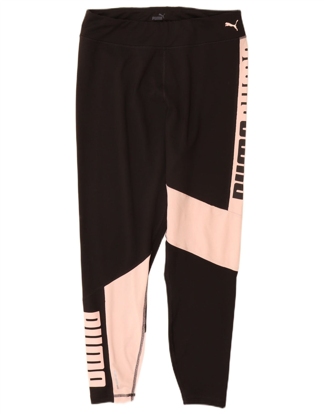 Женские укороченные леггинсы с рисунком PUMA UK 14, большие черные цветные блоки