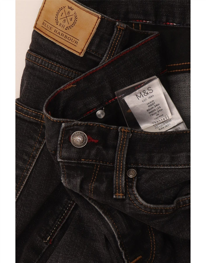 Мужские прямые джинсы Marks & Spencer Blue Harbour W34 L31, черный хлопок