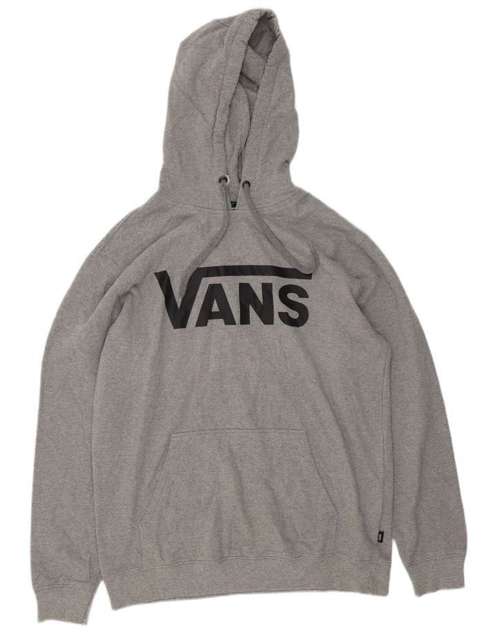 Мужской джемпер с капюшоном с рисунком Vans, большой серый, хлопковый