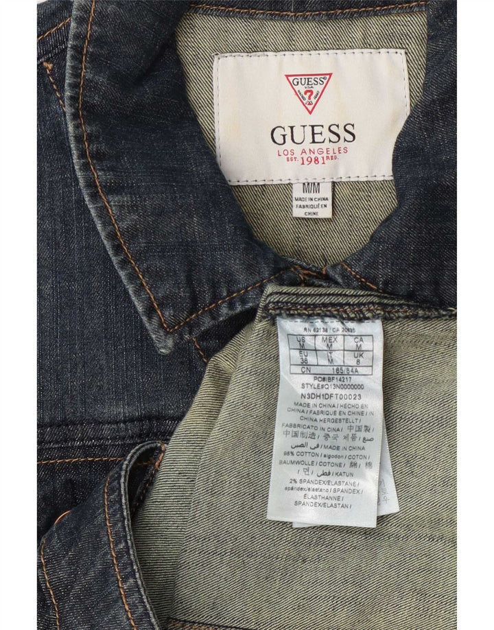 Женская джинсовая куртка Guess UK 8, маленькая, темно-синяя, хлопок