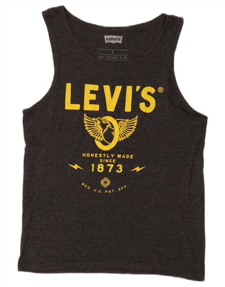 Мужской жилет с рисунком Levi's, маленький серый хлопковый
