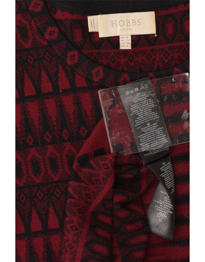Женское платье-джемпер с рукавом 3/4 HOBBS, Великобритания, 10 шт., маленькое красное, вискоза с геометрическим рисунком