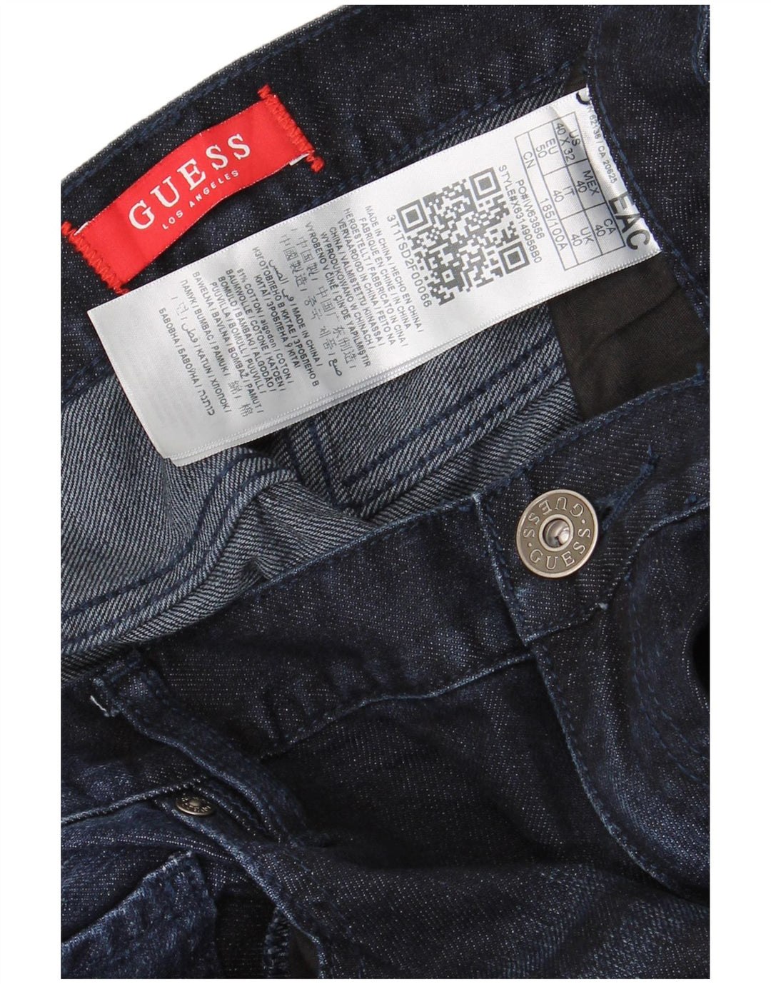 Мужские прямые джинсы Guess W40 L32 темно-синие, хлопок