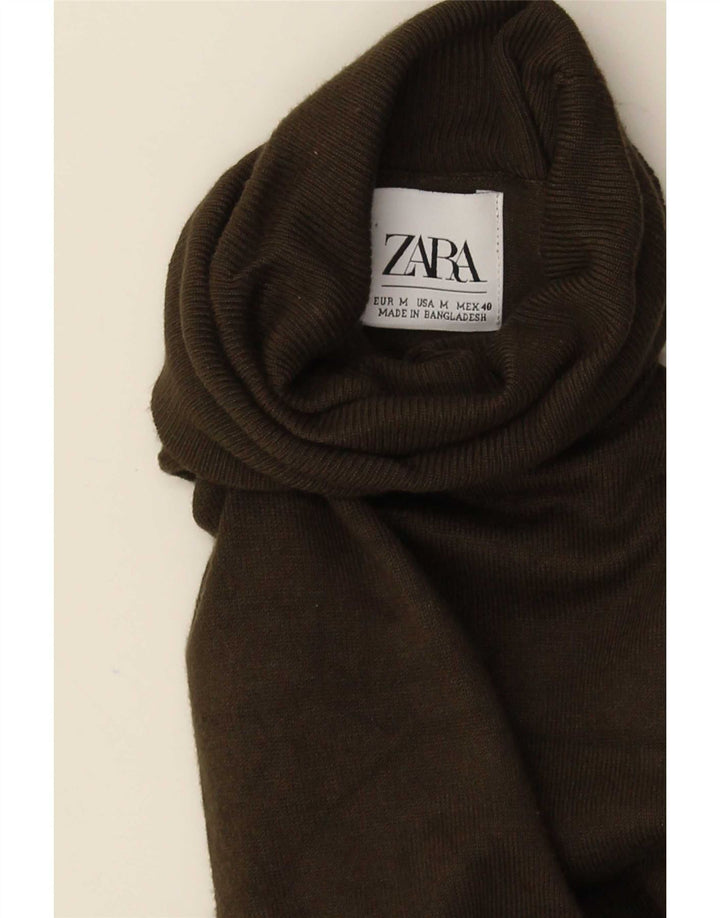 Женский джемпер с высоким воротником Zara UK 14, средний зеленый вискоза