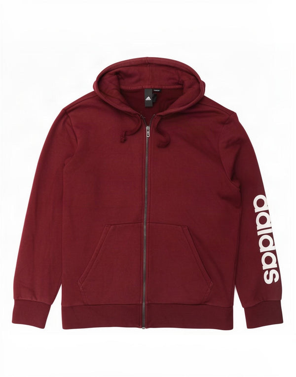 Adidas Мужской свитер с капюшоном на молнии с графическим рисунком, большой бордовый