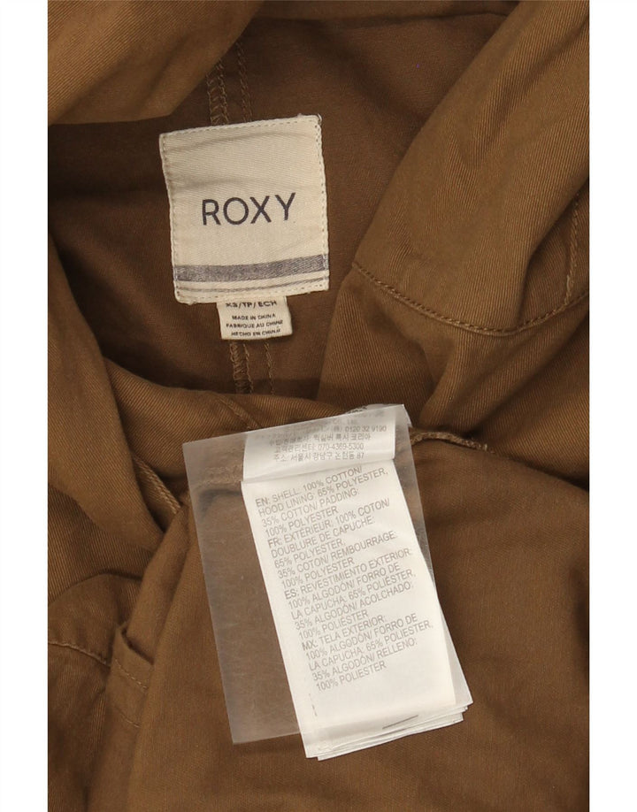 Женский бомбер оверсайз с капюшоном Roxy UK 6 XS, коричневый хлопок