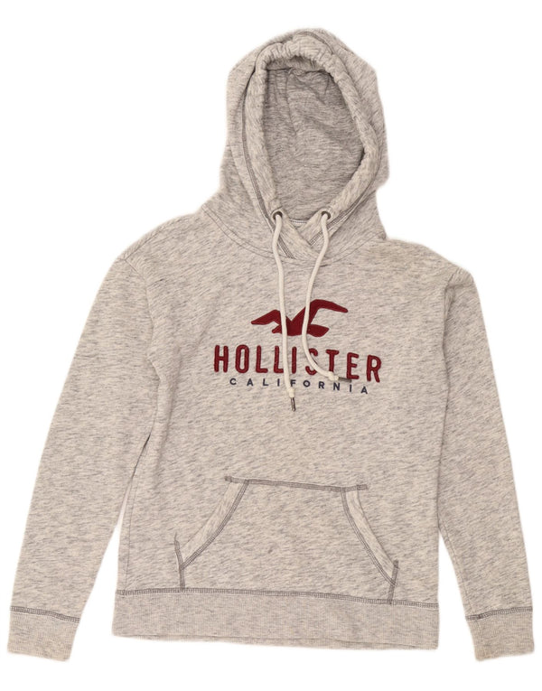 HOLLISTER Женский джемпер свободного кроя с капюшоном и рисунком UK 6 XS Серый в крапинку