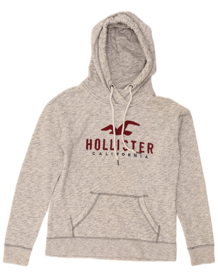 HOLLISTER Женский джемпер свободного кроя с капюшоном и рисунком UK 6 XS Серый в крапинку