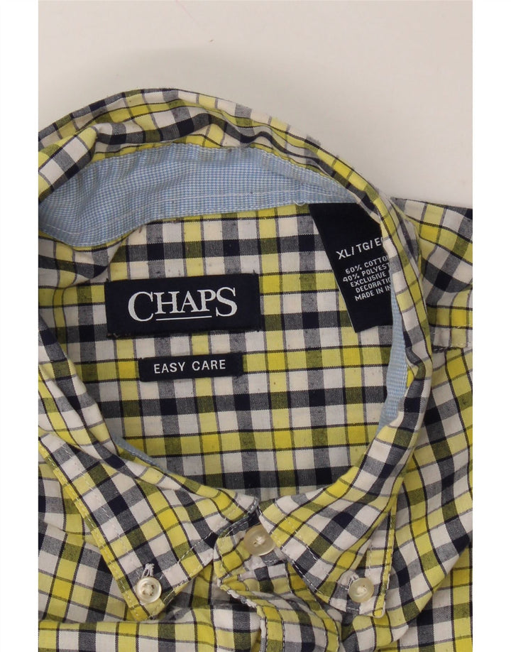 CHAPS Mens Easy Care Shirt XL Yellow Check Cotton Vintage Chaps and Second-Hand Chaps from Messina Hembry 
