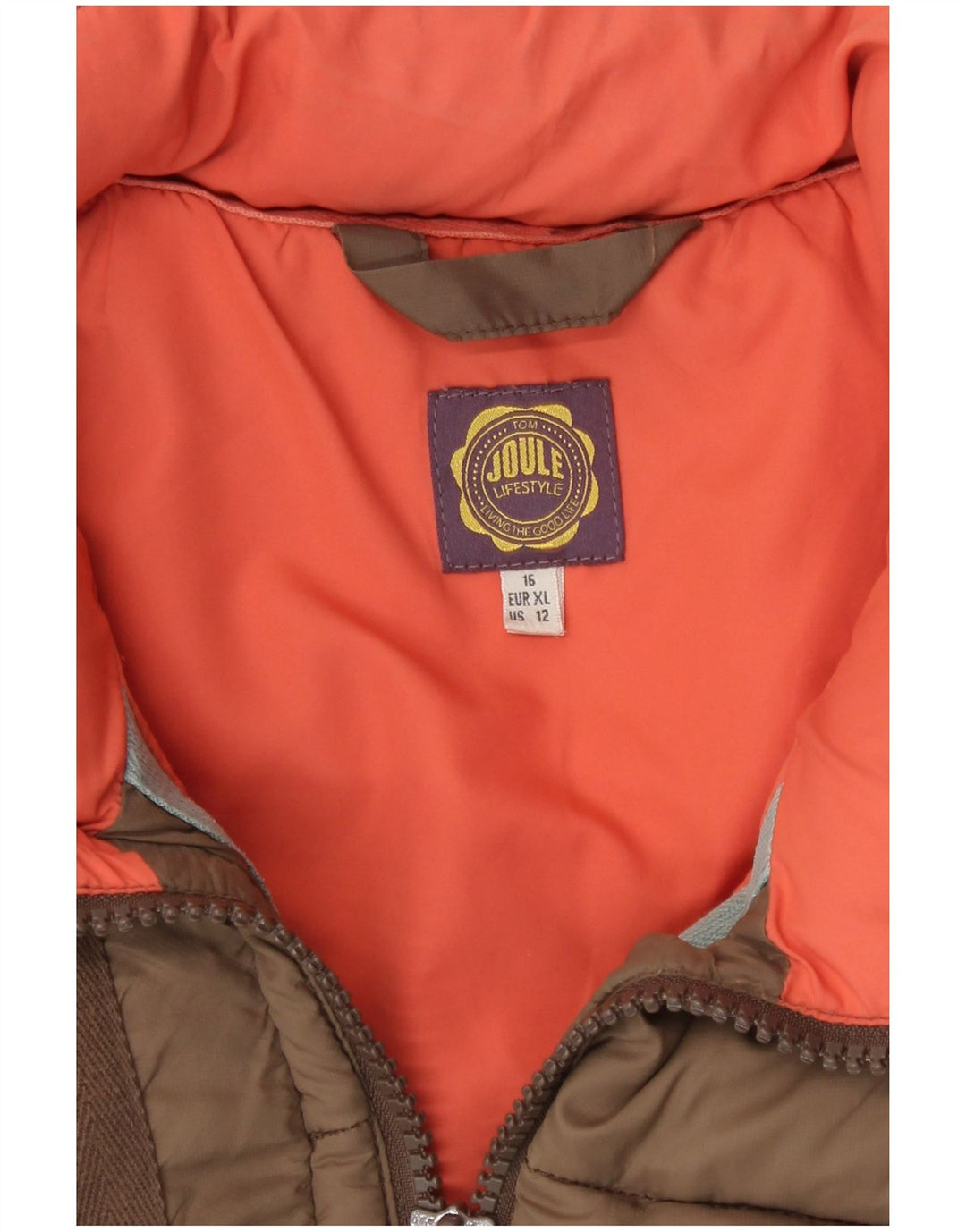 Женский утепленный жилет Joules UK 16, большой размер, коричневый из полиэстера