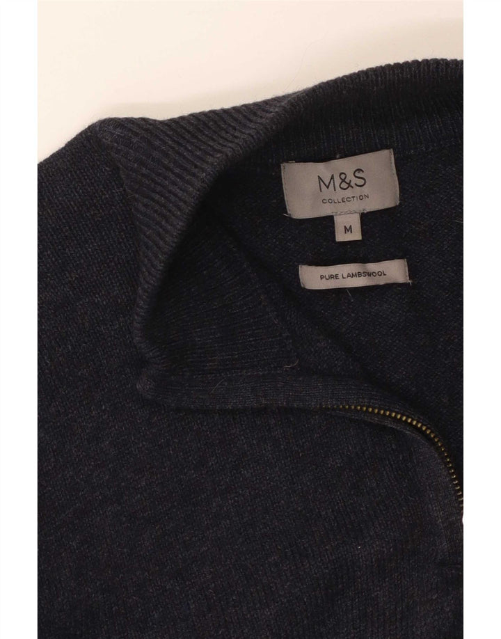 Мужской джемпер с воротником на молнии Marks & Spencer, средний темно-синий в крапинку