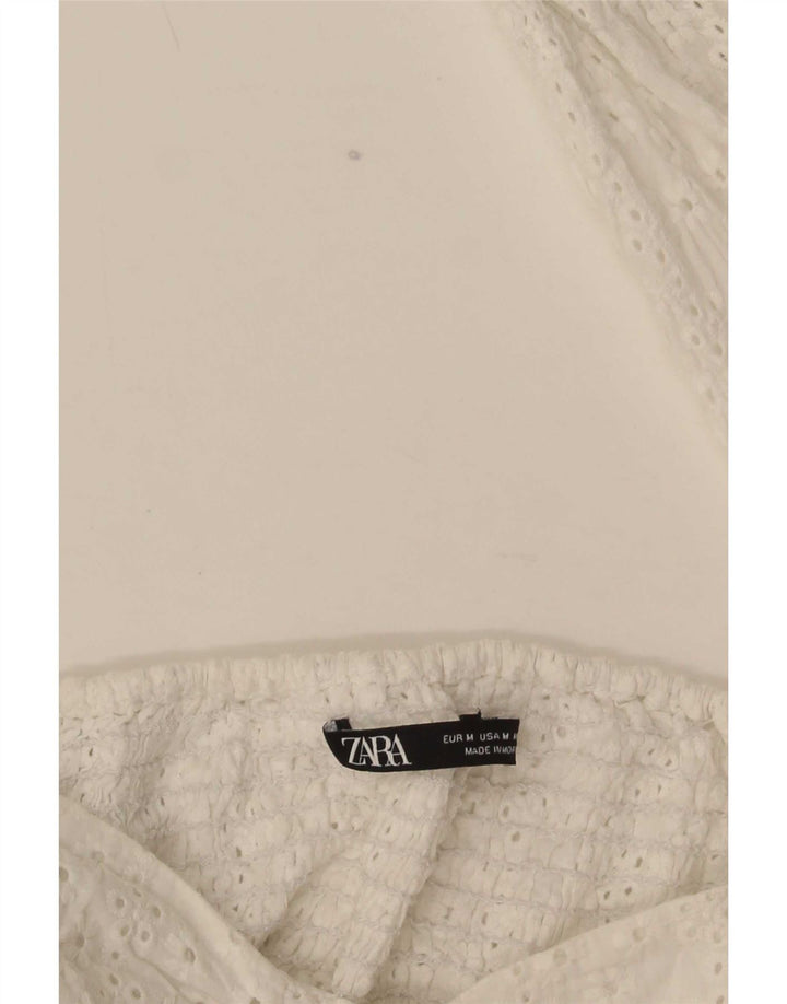 Женский укороченный топ с открытыми плечами с рукавом 3/4 Zara UK 12, средний белый
