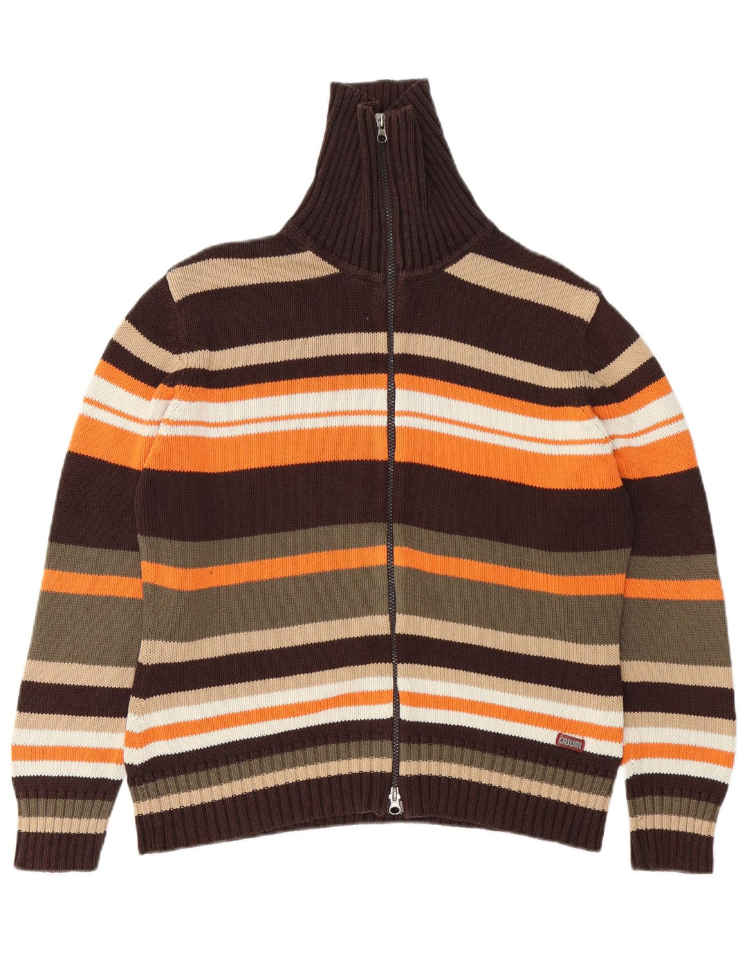 ВИНТАЖНЫЙ женский кардиган-свитер Великобритания 14/16 в большую разноцветную полоску